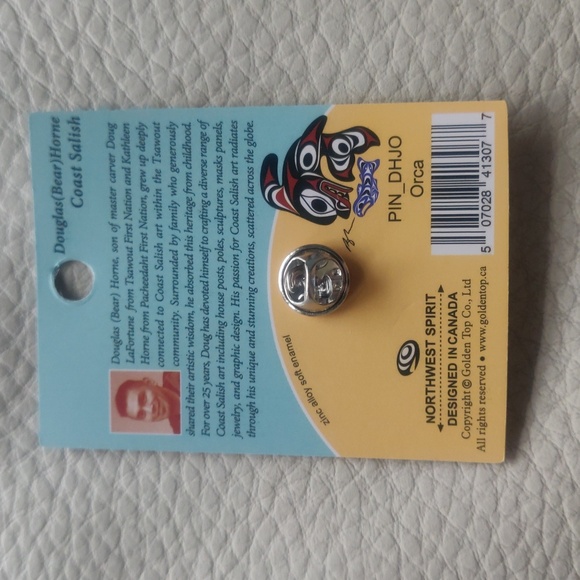 'Orca' Pin Indigenous Design by Douglas Horne, Coast Salish - Picture 2 of 4